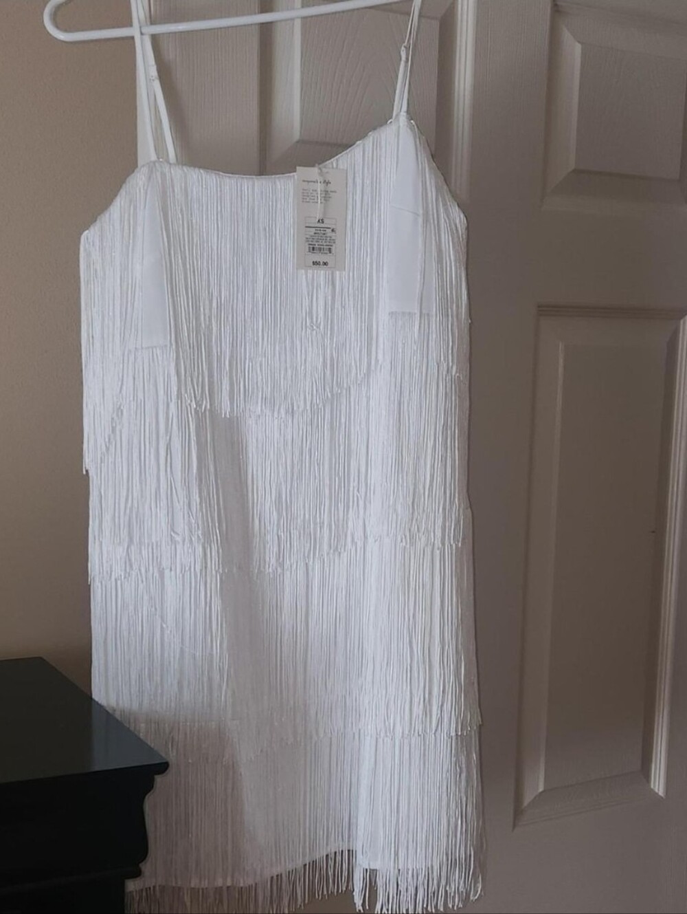 a new day White Fringe Mini Dress with Spaghetti Straps - Picture 1 of 1